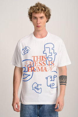 LazyGreg Graphic Print Men Round Neck White T-Shirt