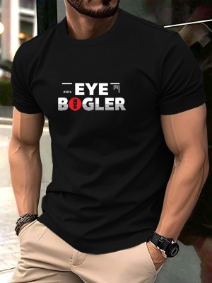 EyeBogler Printed, Typography Men Round Neck Black T-Shirt