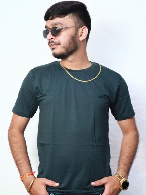 ASK Ecom Solid Men Round Neck Reversible Dark Green T-Shirt