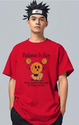 BLOSSOMTRADER Printed Men Round Neck Red T-Shirt