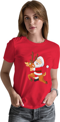 Buy That Trendz Printed Women Round Neck Red T-Shirt