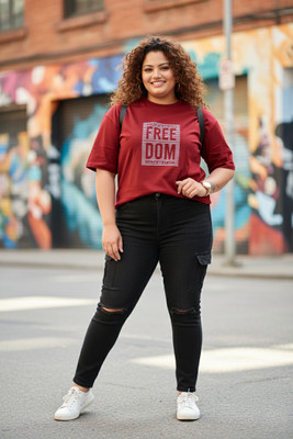 DivRa Clothing Graphic Print Women Round Neck Maroon T-Shirt