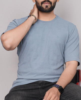MAKEMODE Solid Men Round Neck Grey T-Shirt