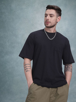 Roadster Solid Men Round Neck White T-Shirt