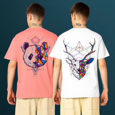 Kasendra Printed Men Round Neck Multicolor T-Shirt