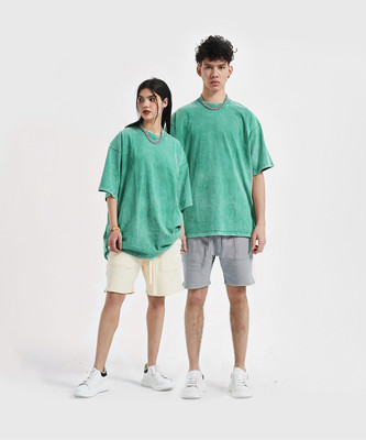 Xflame Solid Men Round Neck Green T-Shirt