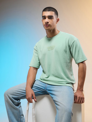 TECHNOSPORT Printed Men Round Neck Green T-Shirt