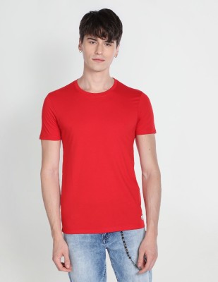 FLYING MACHINE Solid Men Round Neck Red T-Shirt