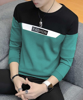 FASHIUM Printed, Colorblock Men Round Neck Green T-Shirt