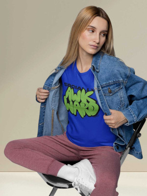 PD CLORI Solid Women Round Neck Blue T-Shirt