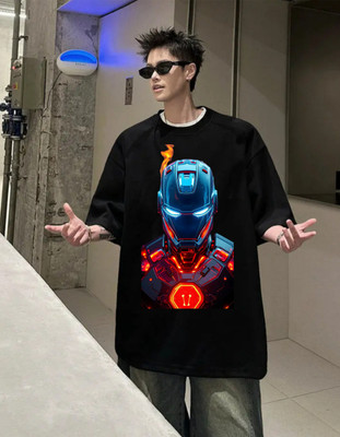 TowLine Graphic Print Men Round Neck Black T-Shirt