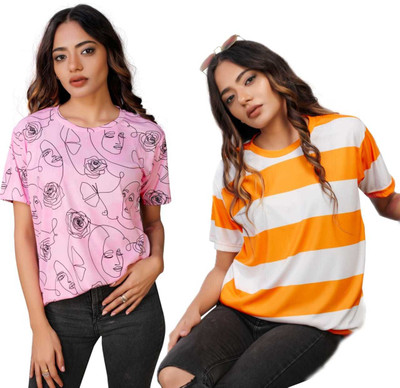 Apache Printed Women Round Neck Multicolor T-Shirt