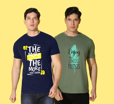 WOOSTRO Typography Men Round Neck Multicolor T-Shirt