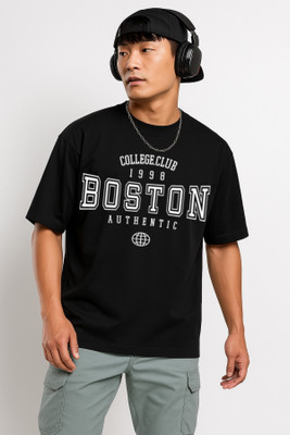 JoyandHappiness Typography Men Crew Neck Black T-Shirt