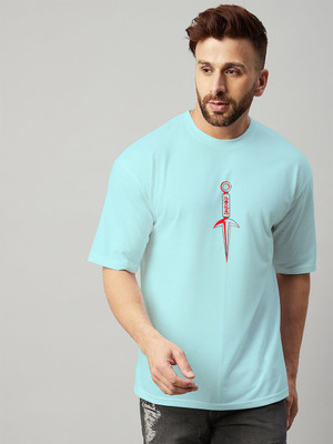 Jack Paris Solid Men Round Neck Light Blue T-Shirt