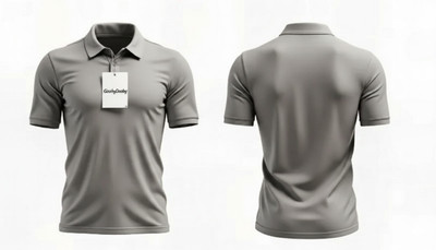 GoobyDooby Solid Men Polo Neck Grey T-Shirt