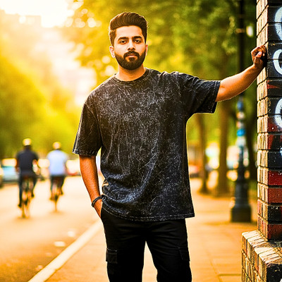 StikforEra Self Design Men Round Neck Black T-Shirt