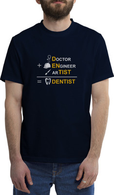 Qworld Printed Men Round Neck Navy Blue T-Shirt