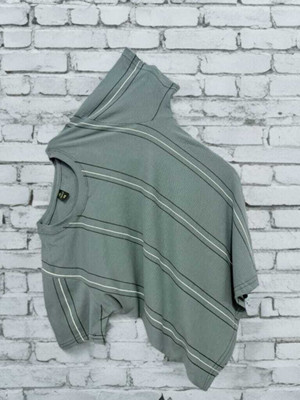 KASPY Striped Men Round Neck Grey T-Shirt
