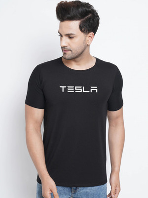 Organic Chics Typography Men Round Neck Black T-Shirt