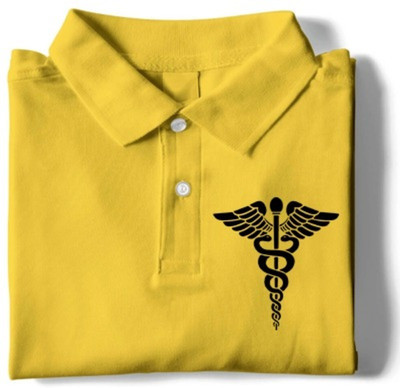 PRINTONLINE Printed Men Polo Neck Yellow T-Shirt