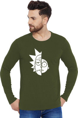 Organic Chics Printed Men Round Neck Green T-Shirt