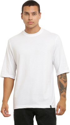 ALMUDA Solid Men Round Neck White T-Shirt