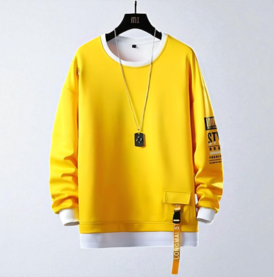 Autna Printed Men Round Neck Yellow T-Shirt