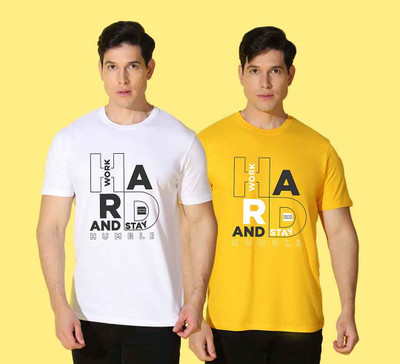 WOOSTRO Printed Men Round Neck Multicolor T-Shirt