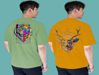 Clothy Trend Printed Men Round Neck Multicolor T-Shirt