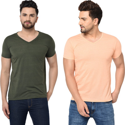 Adorbs Trend Solid Men V Neck Multicolor T-Shirt