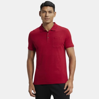 JOCKEY Solid Men Polo Neck Red T-Shirt