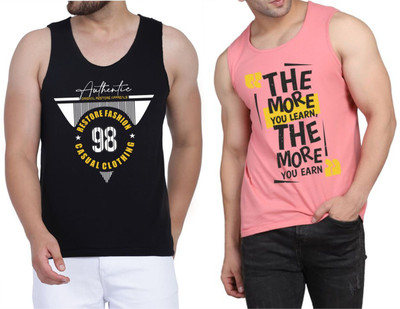 WOOSTRO Graphic Print Men Scoop Neck Black, Pink T-Shirt