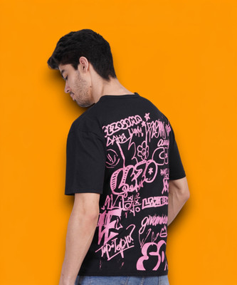 Styvibe Printed Men Round Neck Black T-Shirt