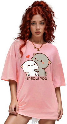 Ericia Graphic Print Women Polo Neck Pink T-Shirt