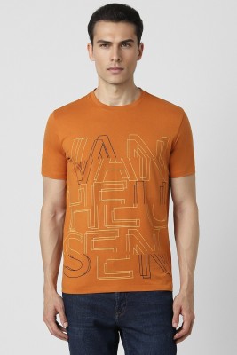 VAN HEUSEN Typography Men Round Neck Orange T-Shirt