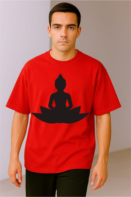 goodsign Graphic Print Men Round Neck Red T-Shirt