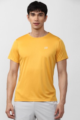 PETER ENGLAND Solid Men Round Neck Yellow T-Shirt