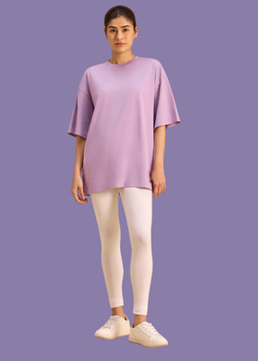 DOGMAN Solid Women Round Neck Purple T-Shirt