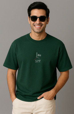UrGear Printed Men Round Neck Green T-Shirt