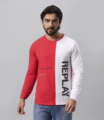 BE POSITIVE Typography Men Round Neck Red T-Shirt