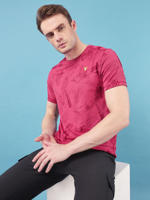TECHNOSPORT Printed Men Round Neck Red T-Shirt