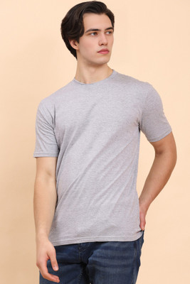 Moda Rapido Solid Men Round Neck Grey T-Shirt