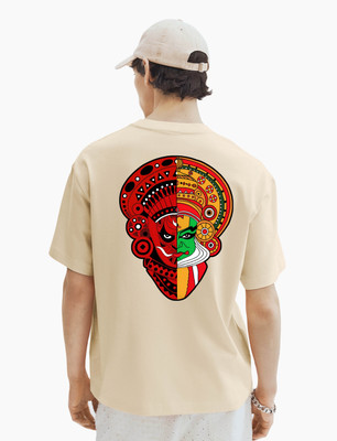 BubbleTwyst Graphic Print Men Round Neck Beige T-Shirt