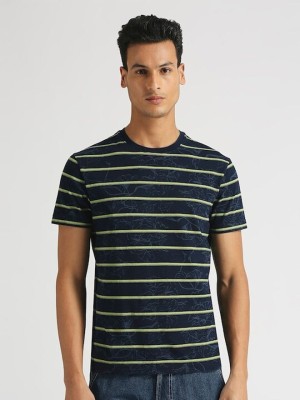 Pepe Jeans Striped Men Round Neck Blue T-Shirt