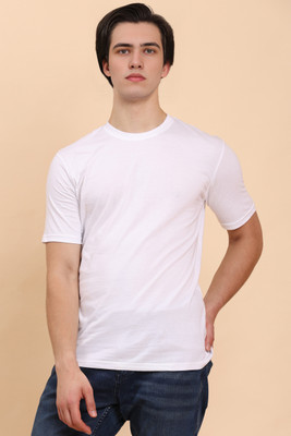 Moda Rapido Solid Men Round Neck White T-Shirt