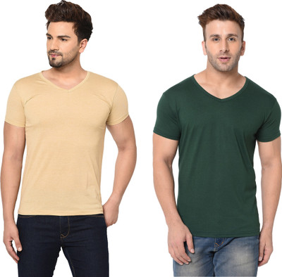 Tresna Fab Solid Men V Neck Multicolor T-Shirt