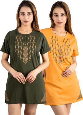 URBE-URBAN EVOLUTION Printed Women Round Neck Green T-Shirt