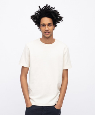 METRONAUT Solid Men Round Neck White T-Shirt