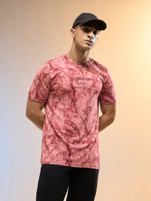 TECHNOSPORT Printed Men Crew Neck Red T-Shirt